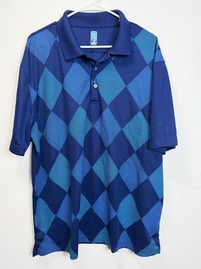 PGA Tour Blue Argyle Polo Shirt XXL